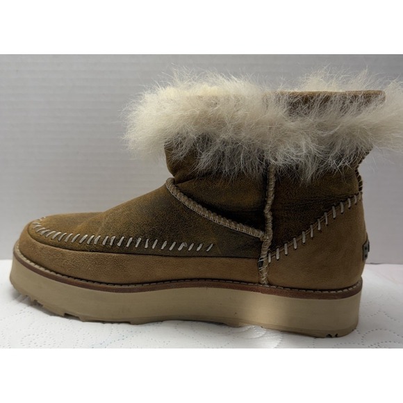 UGG Fluff Punk Womens Ankle Boots Chestnut Suede Toscana Sheepskin Size 8 - Picture 5 of 12